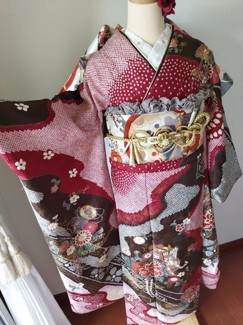 riy＊様　434.練習用にも！　振袖と袋帯2点セット　正絹　フルセット　成人式