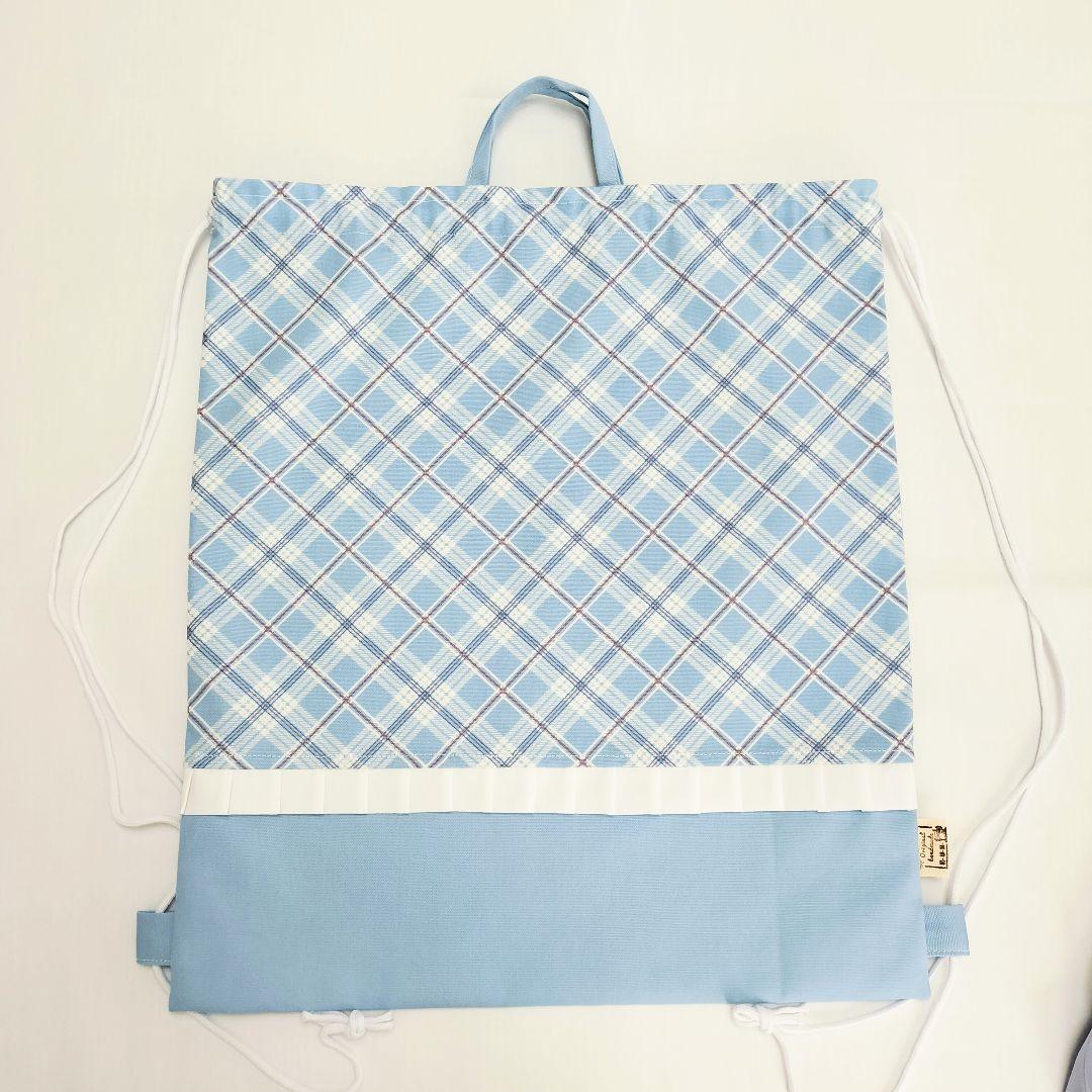 くう(*ˊ˘ˋ*)様オーダー　手提げ　ナップサック　シューズ袋　巾着チェック薄紫