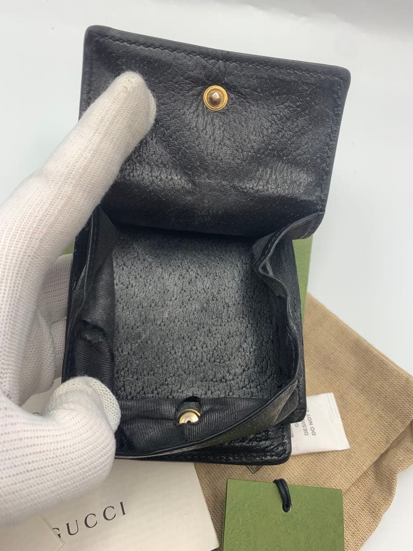 グッチ　二つ折り財布　小銭入れ　ケース　マーモント　ブラック P55