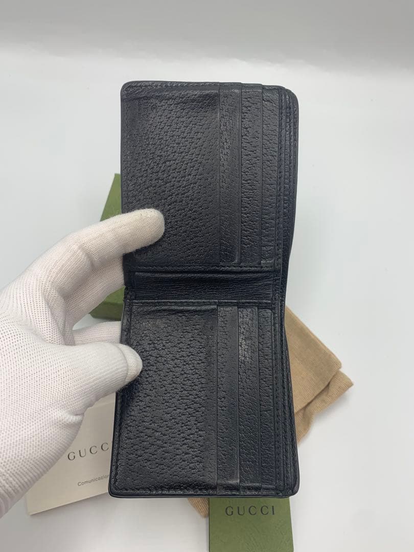 グッチ　二つ折り財布　小銭入れ　ケース　マーモント　ブラック P55