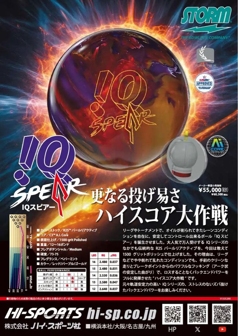 送料込み　7月新作【新品】IQスピアー　ストーム　15ポンド3オンス　2