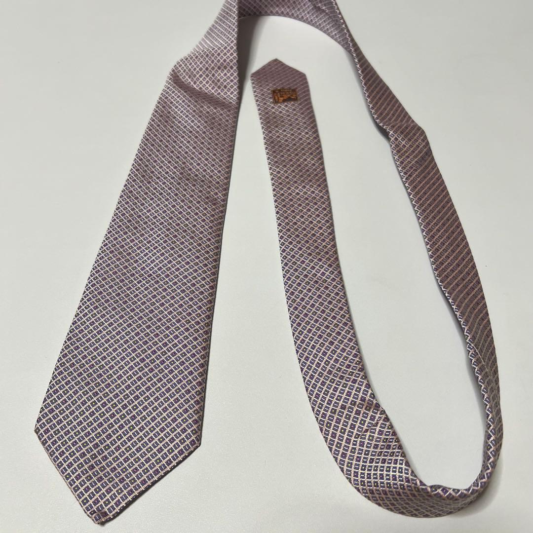 HERMES 総柄 ピンク パープル ネクタイ 051255