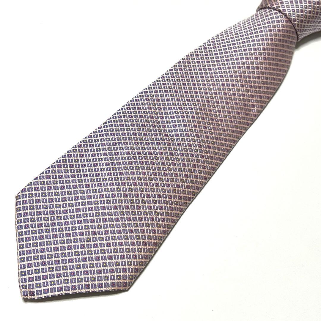 HERMES 総柄 ピンク パープル ネクタイ 051255