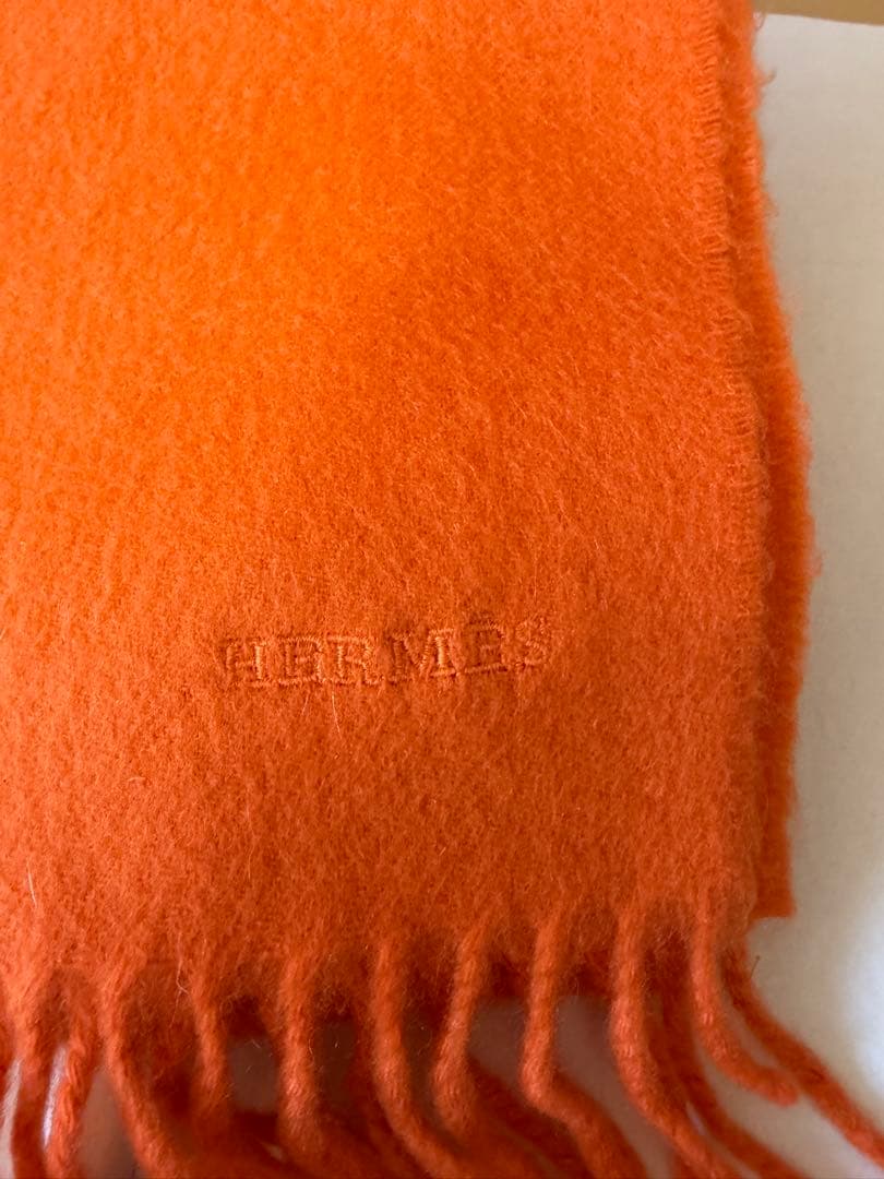 ニックン　HERMES オレンジ カシミヤ マフラー