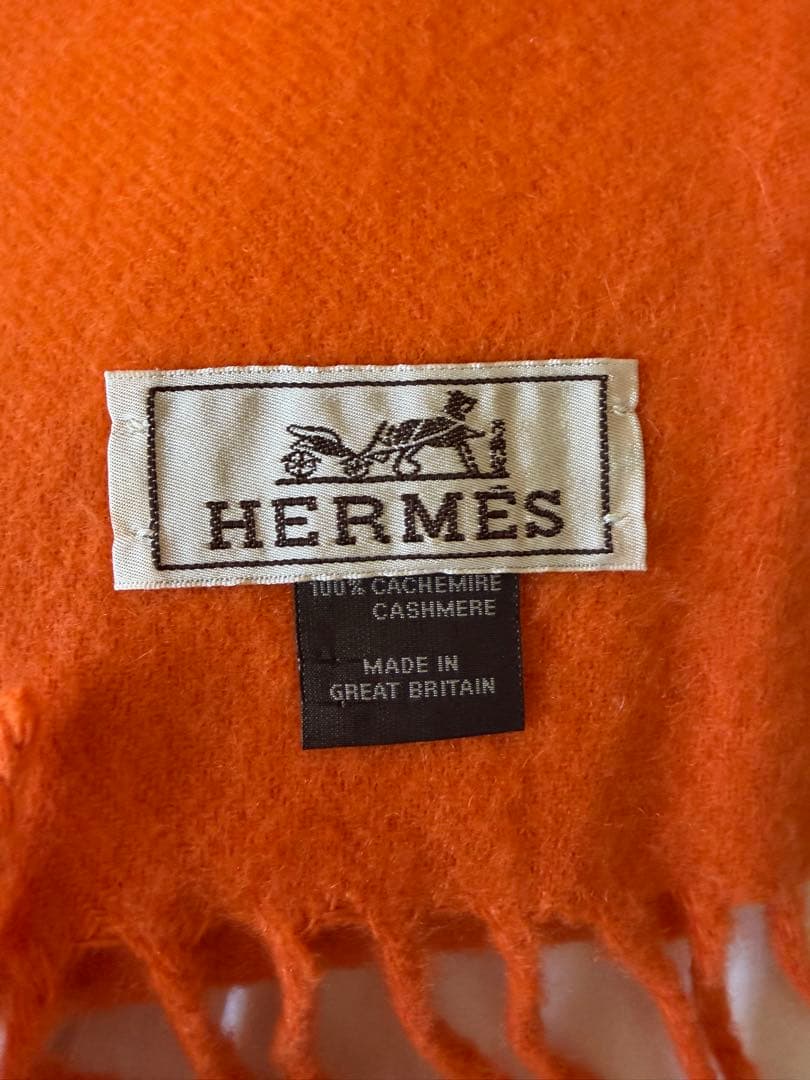 ニックン　HERMES オレンジ カシミヤ マフラー