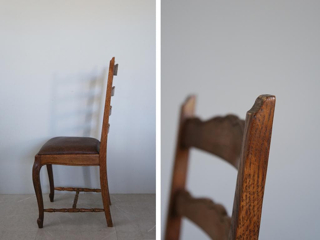 フランスアンティーク猫脚サロンチェア/木製ダイニングイス椅子(90-72-2)