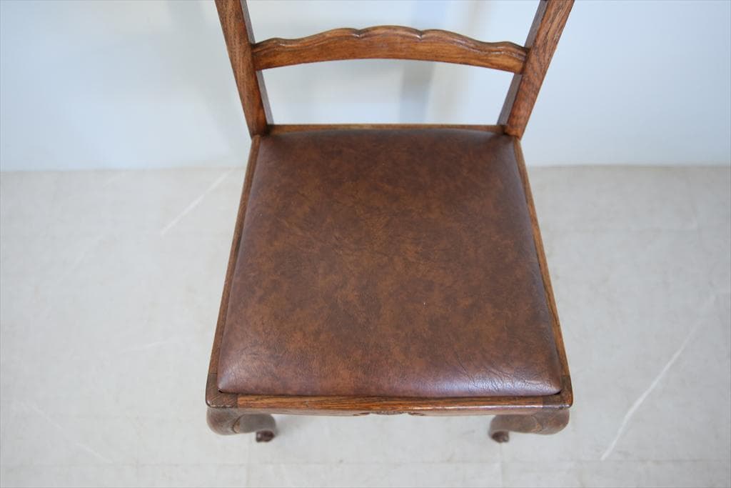 フランスアンティーク猫脚サロンチェア/木製ダイニングイス椅子(90-72-2)