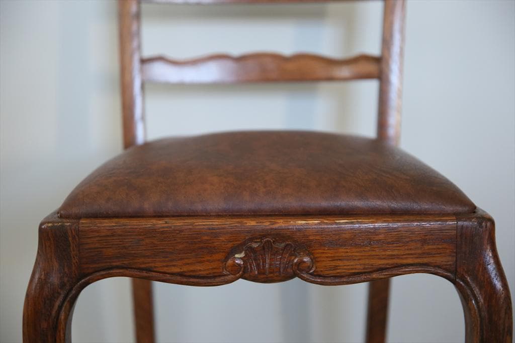 フランスアンティーク猫脚サロンチェア/木製ダイニングイス椅子(90-72-2)