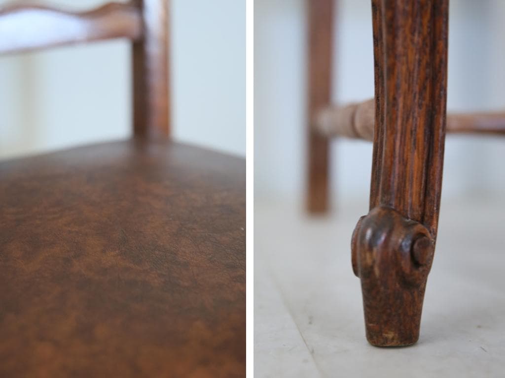 フランスアンティーク猫脚サロンチェア/木製ダイニングイス椅子(90-72-2)