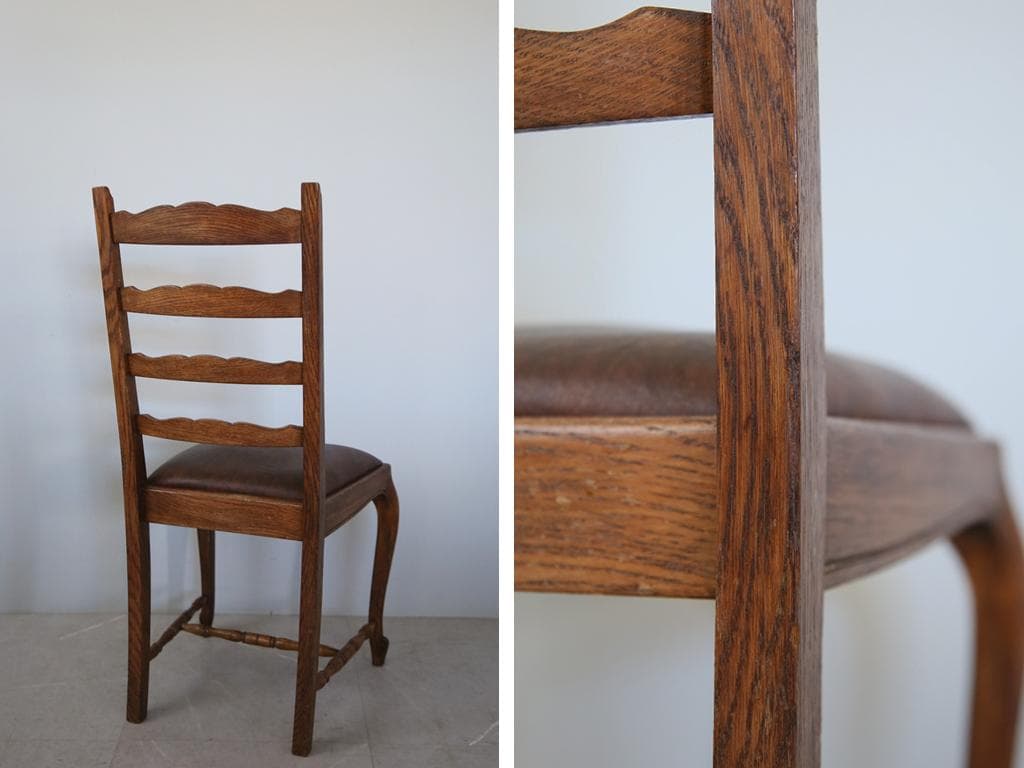 フランスアンティーク猫脚サロンチェア/木製ダイニングイス椅子(90-72-2)