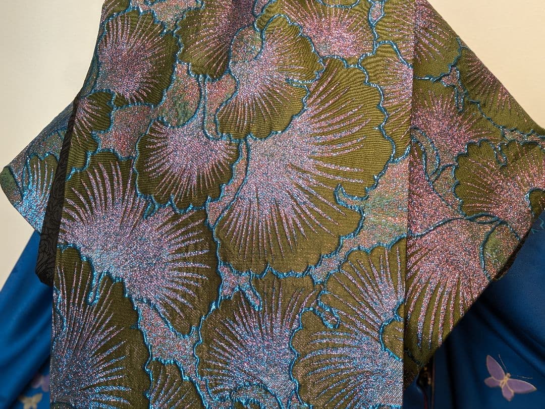 振袖フルセット 身丈168裄68 豪華振袖 金銀彩 青 黒 正絹 逸品 成人式