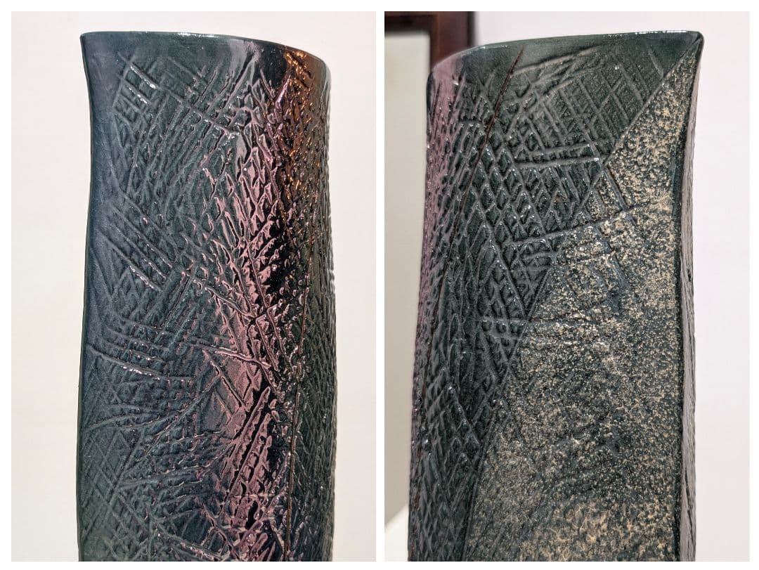 清水焼 泥花作 花器 池坊好み 陶器 フラワーベース 美品