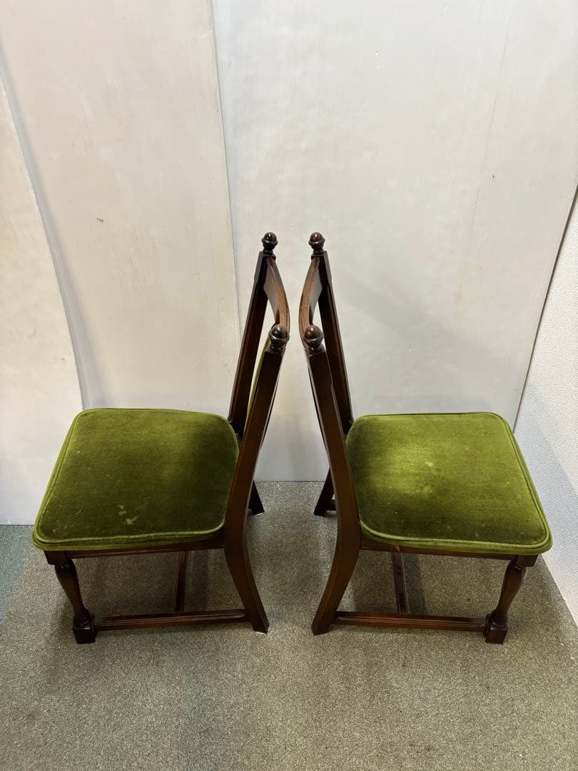 ② ヴィンテージチェア　ナガノインテリア　ベロアチェア　２脚セット