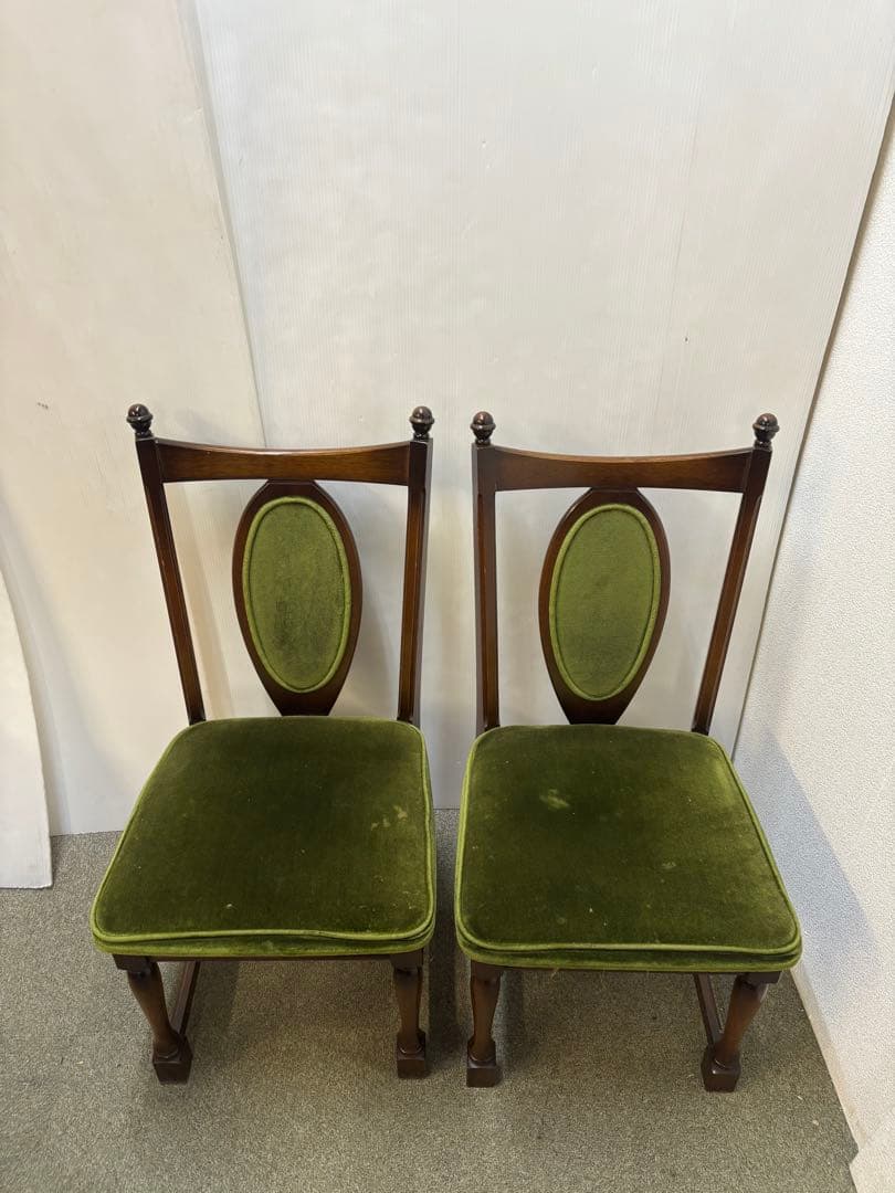 ② ヴィンテージチェア　ナガノインテリア　ベロアチェア　２脚セット