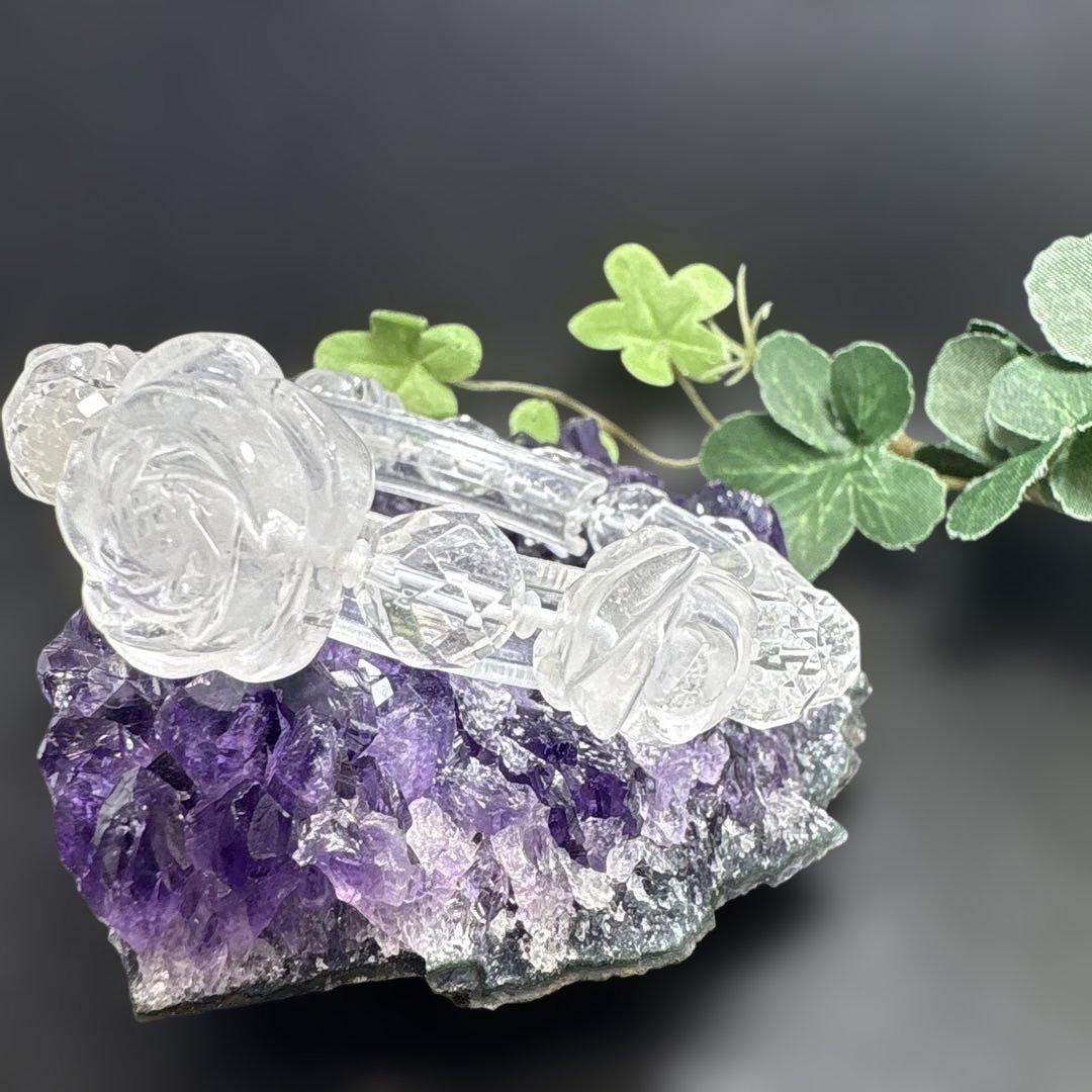 ＊野村早代様お取り置き9/4 水晶　薔薇　ブレスレット