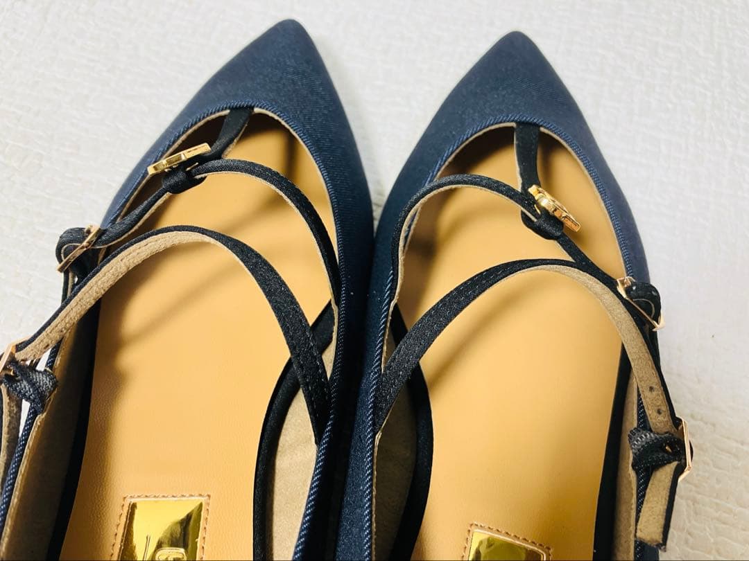 SH73◆新品◆Le Talon GRISE ダブルTストラップフラット24.0