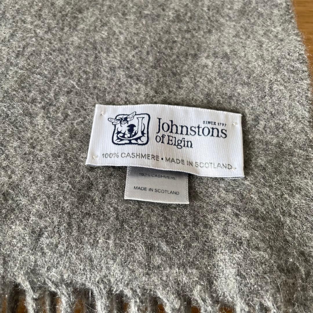中判Johnstons ジョンストンズ カシミヤ100%ストール グレー