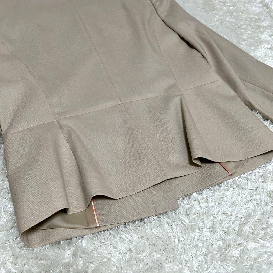 【SCAPA】新品　シルク混　ライトベージュ ノーカラージャケット 肌色　M