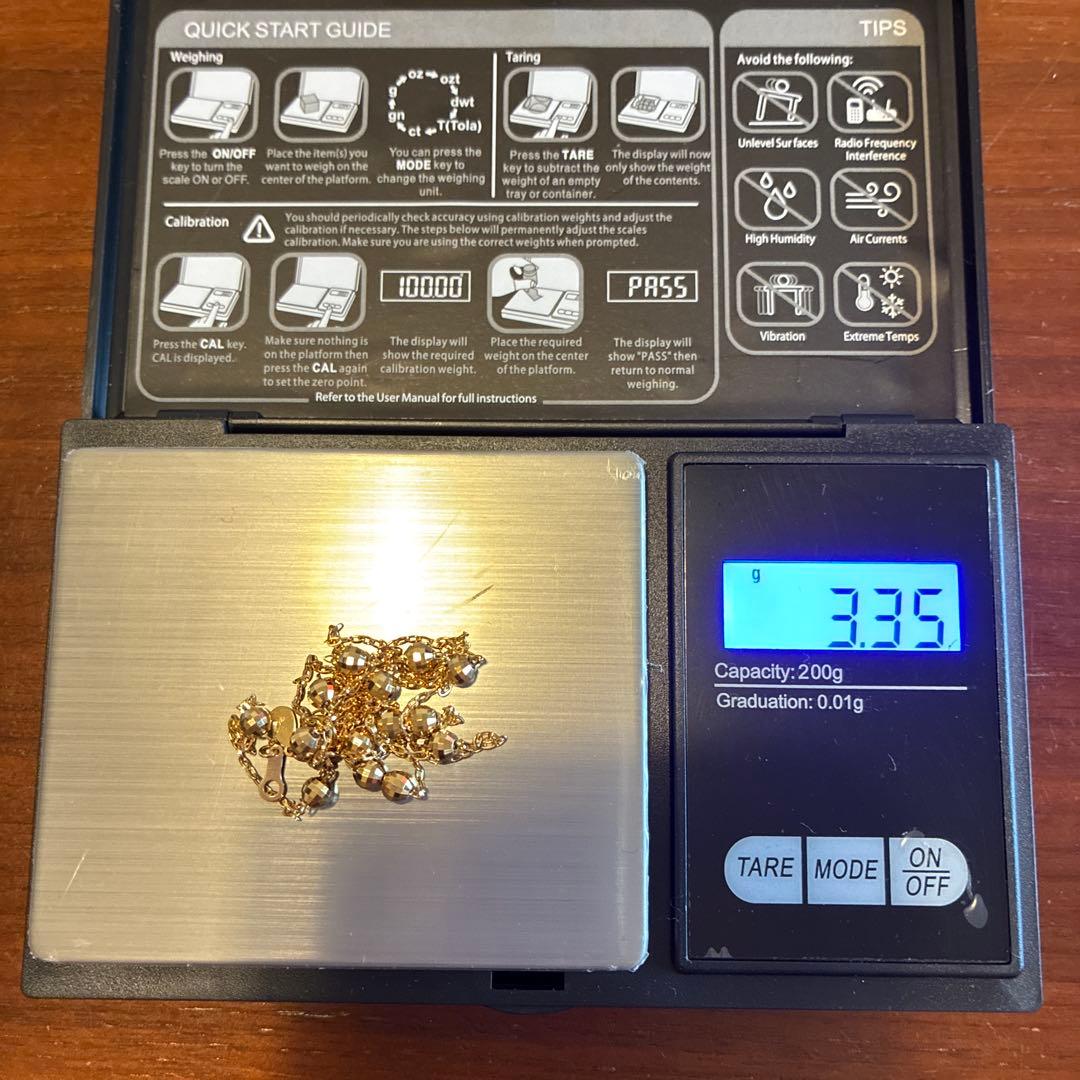 未使用　k18ミラーボール ステーションネックレス