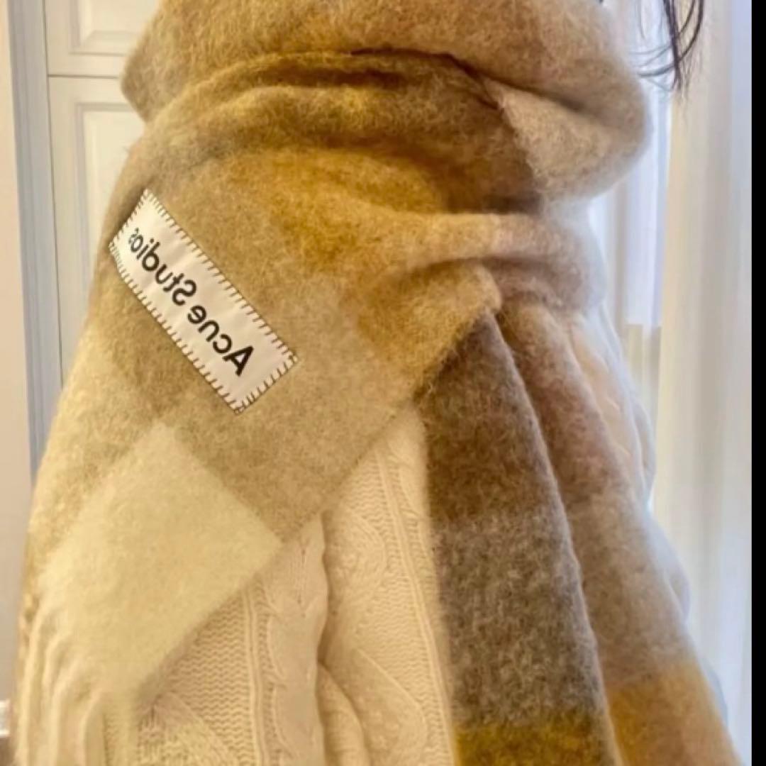 新品未使用♡Acne Studios モヘア チェック柄マフラー ブラウン系