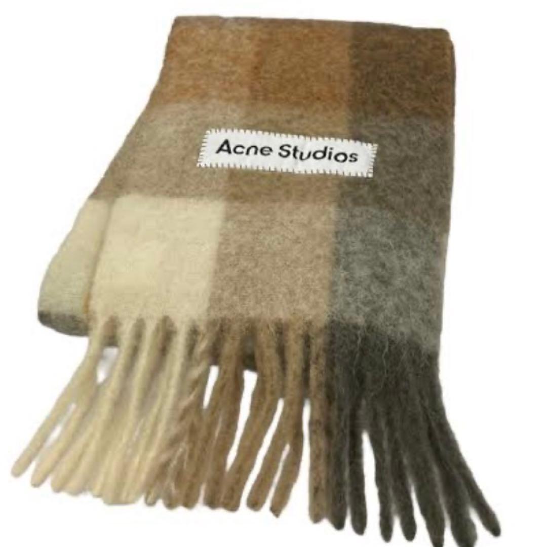 新品未使用♡Acne Studios モヘア チェック柄マフラー ブラウン系