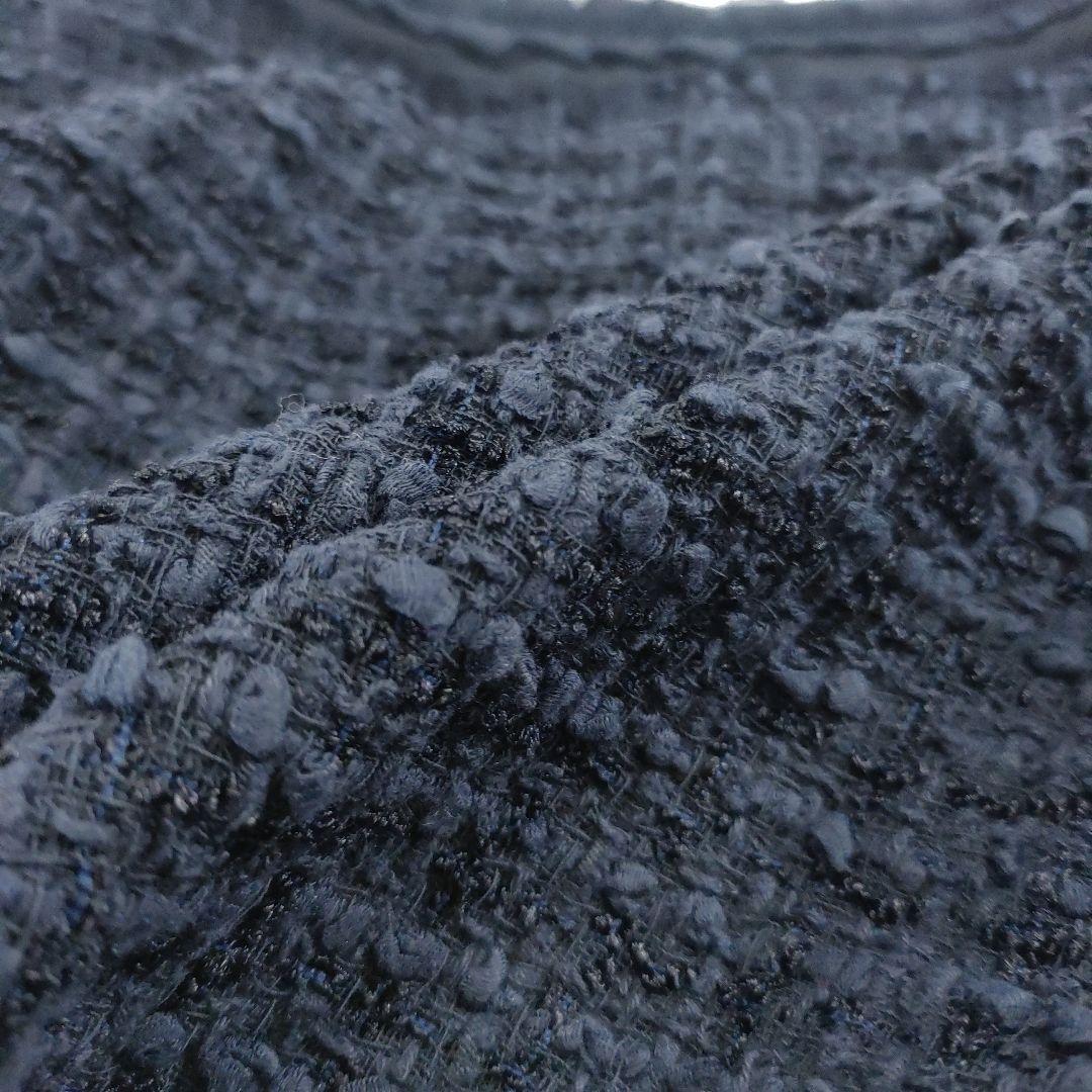 極美品✨FOXEY　コットンツイードノーカラージャケット　ネイビー　38