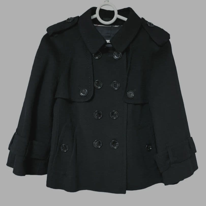 定価8万 2度着用 BURBERRY 黒 ダブルブレスト ショートコート 38