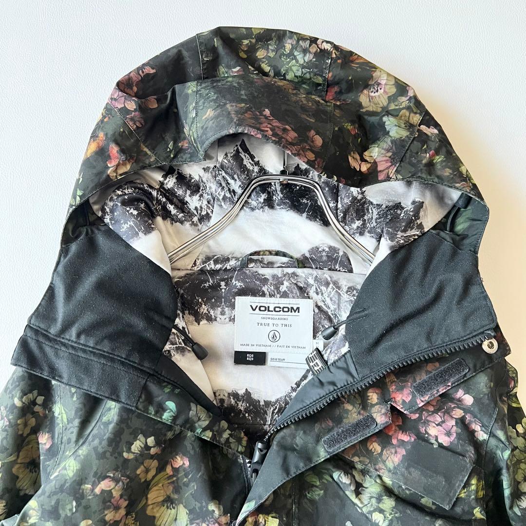 3237【美品】ボルコム　ジャケット ゴアテックス 総柄 花柄　レディース 緑
