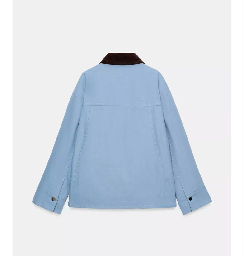 タグ付き新品★ZARAのコントラストカラーパフジャケット★Sサイズ★空色