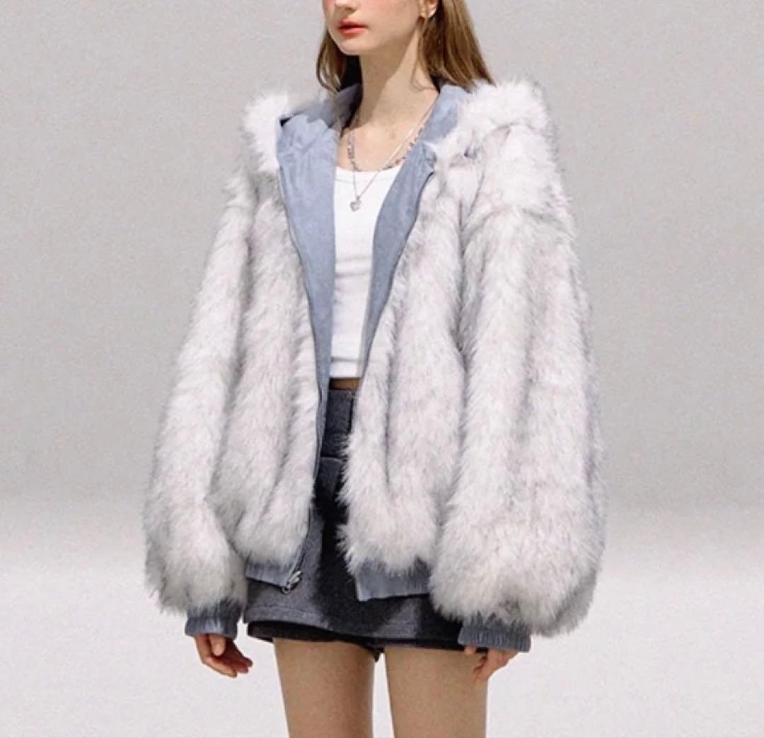 Sサイズ Ria（リア） リバーシブル ファー ブルーアウター