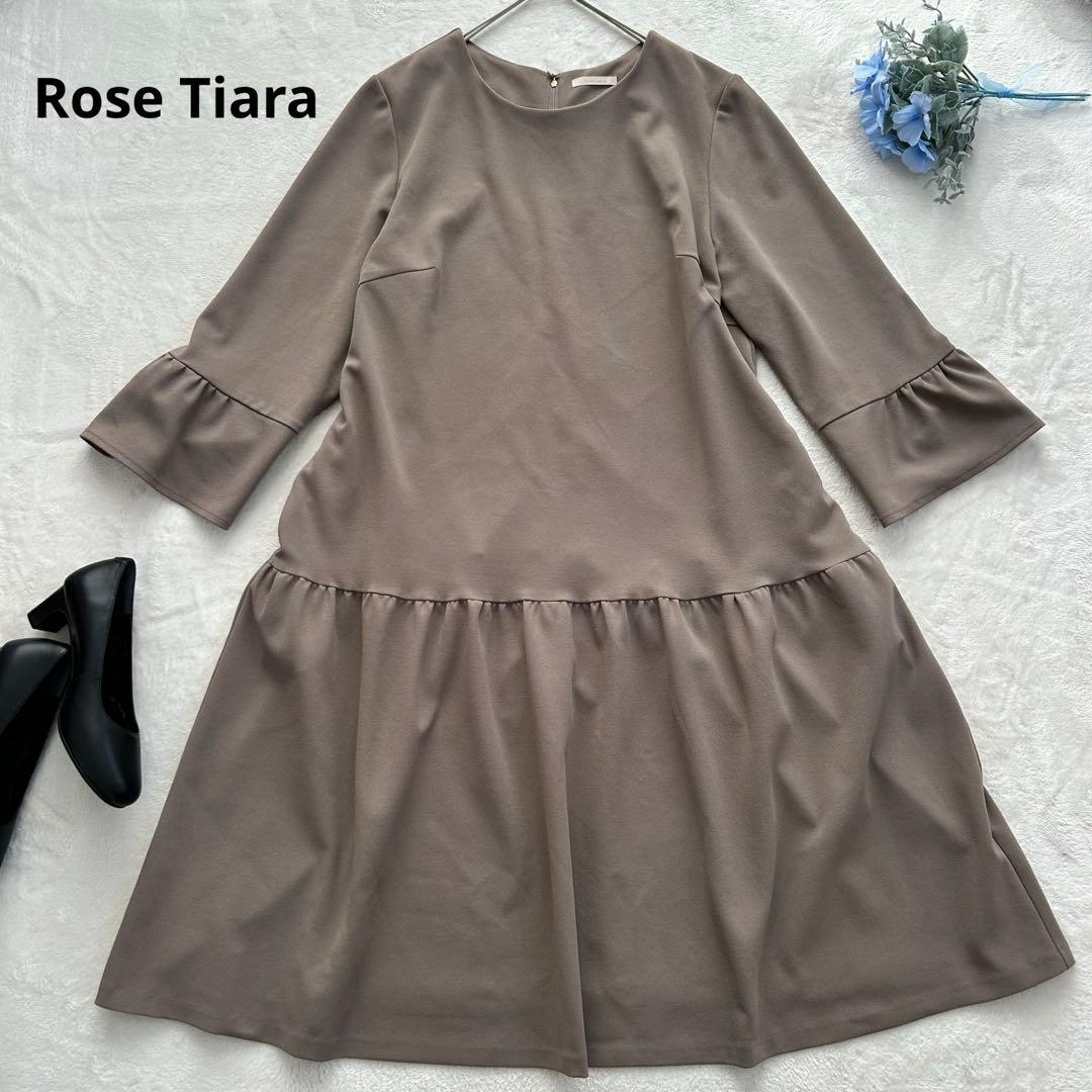 【美品】ローズティアラ　バックリボンフリルワンピース　大きいサイズ　46 洗える