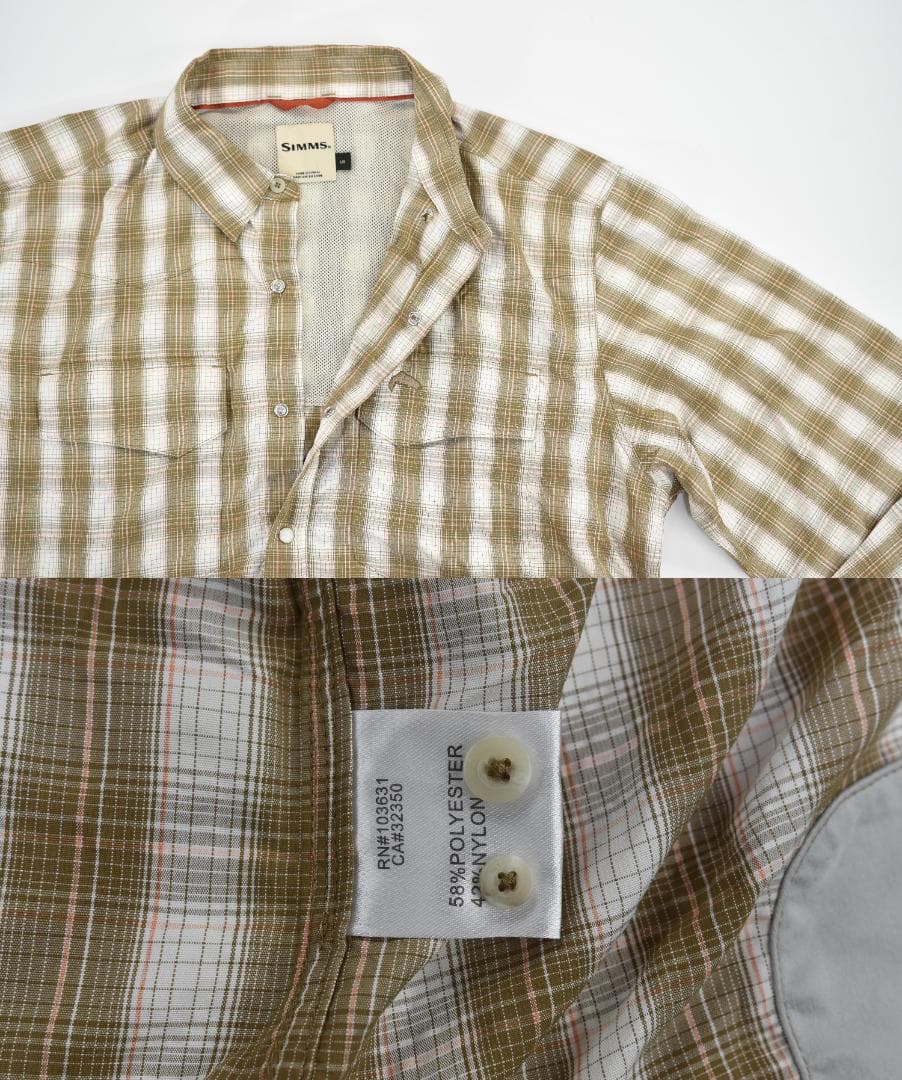 Simms Big Sky 長袖シャツ L ドリフトウッド プレイド ※タグ無し