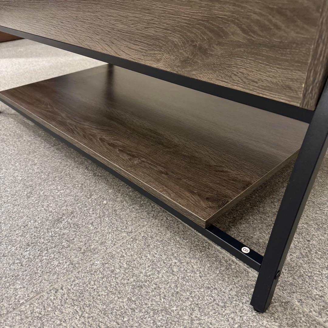 Bestier 昇降式ローテーブル 幅106 収納棚付き ダークグレー