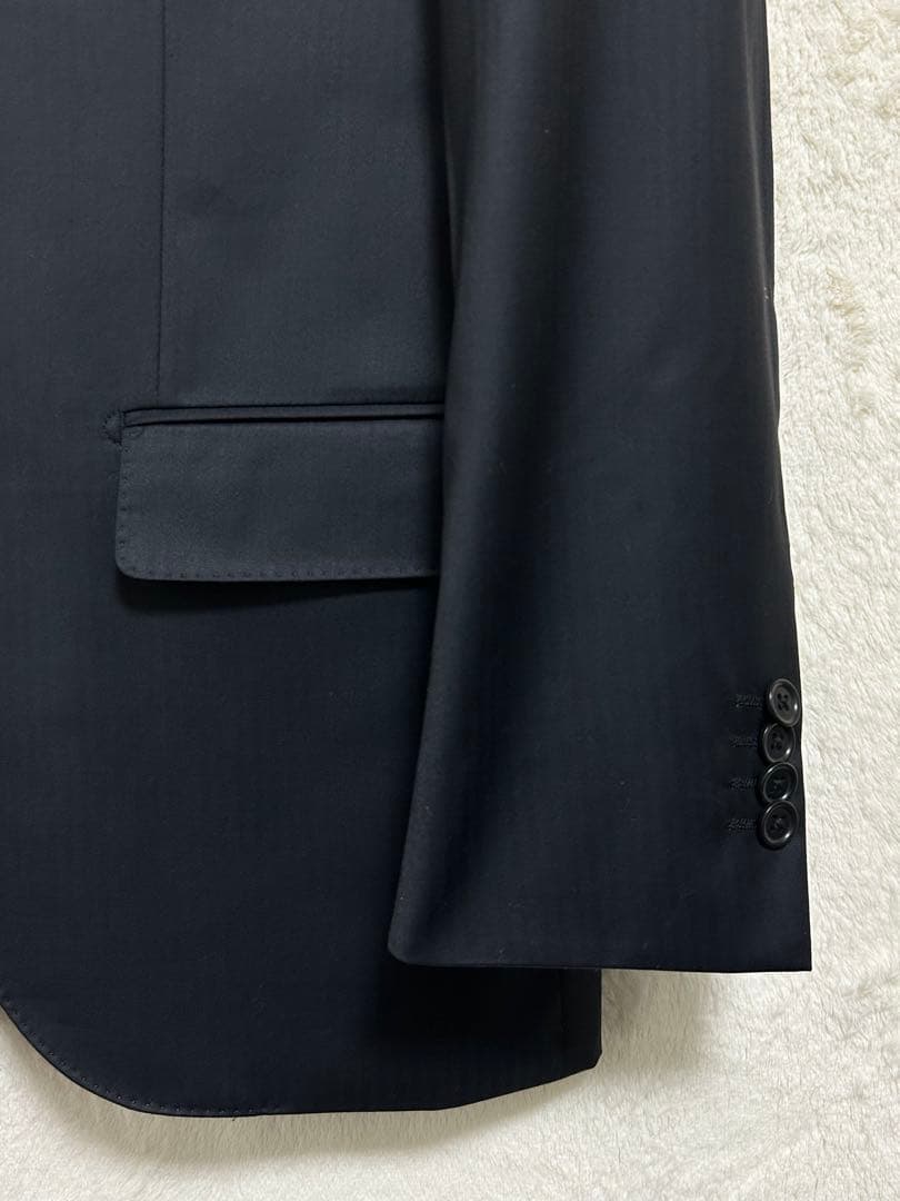 【新品】ロロピアーナ生地 メンズ スーツ AB6 LL 濃紺 シャドーヘリンボン