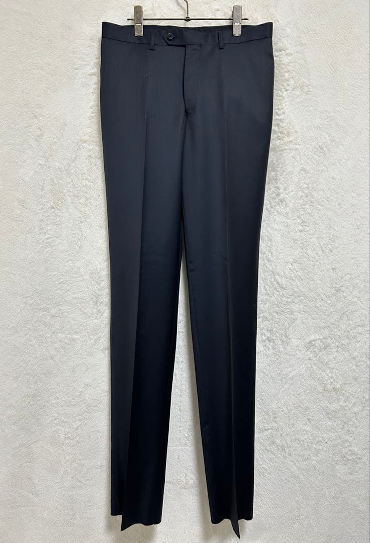 【新品】ロロピアーナ生地 メンズ スーツ AB6 LL 濃紺 シャドーヘリンボン