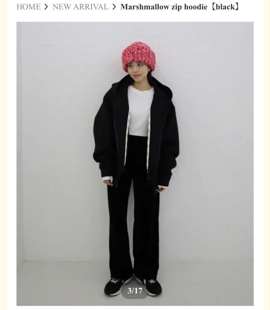 Marshmallow zip hoodie【黒】