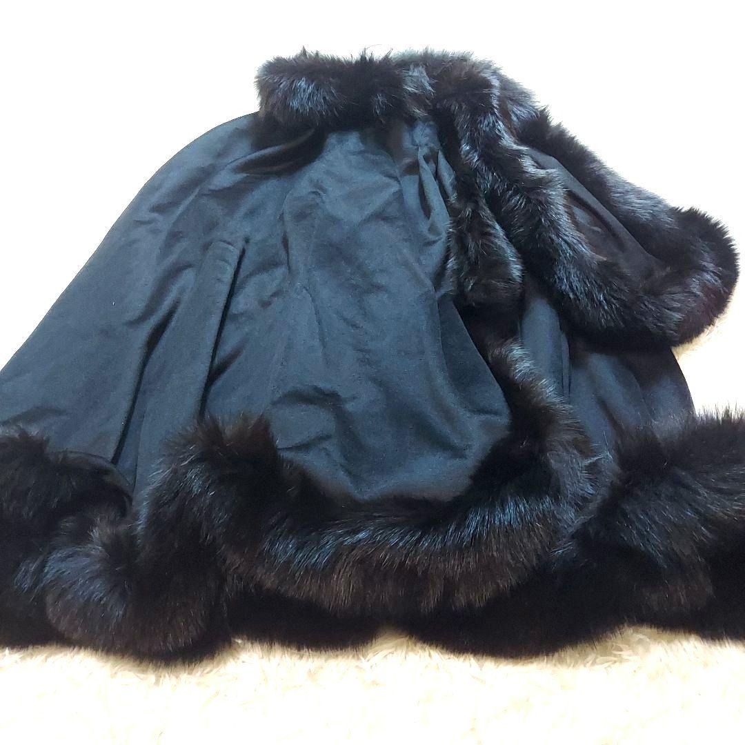 WB　ホワイトベアー　ブルーフォックス　シルク100％　ポンチョ　希少デザイン