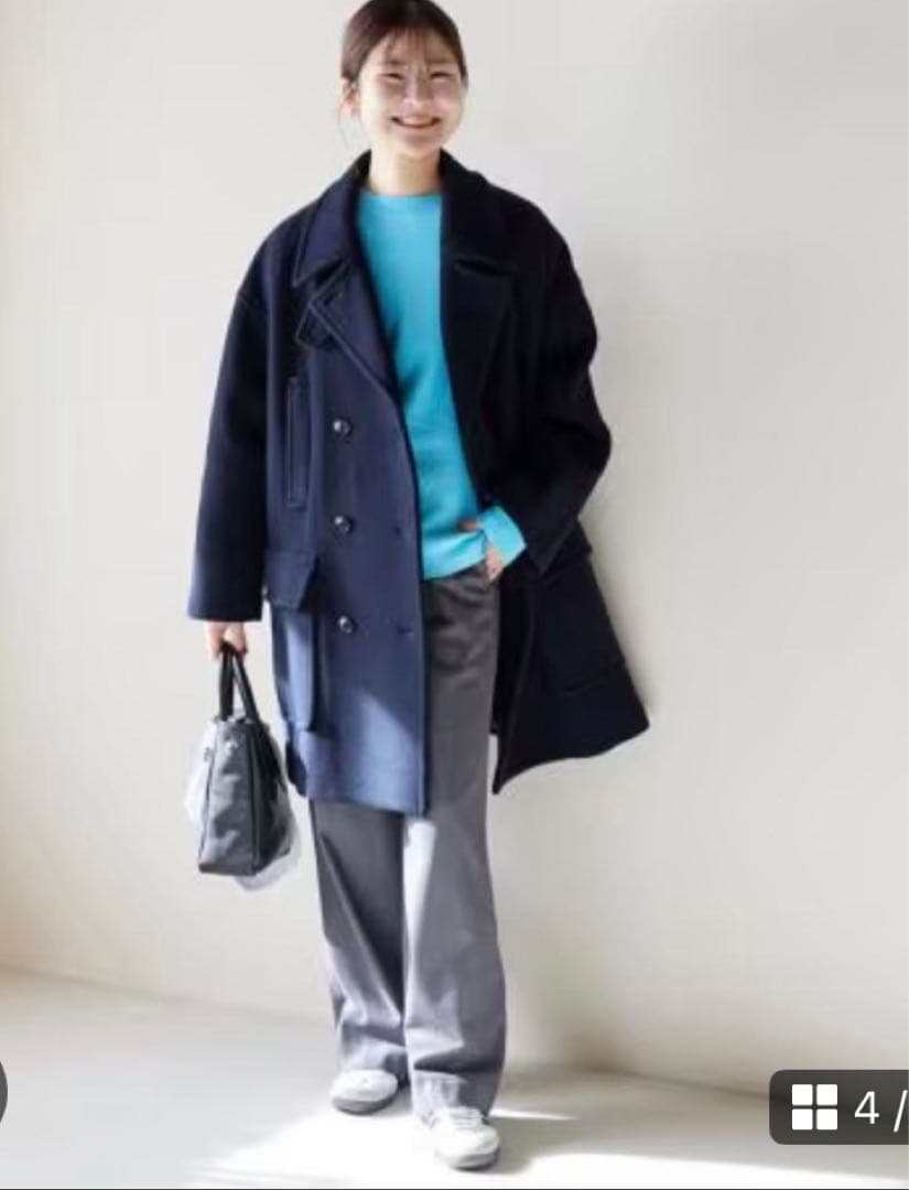 SLOBE IENA ビッグPコート　ジャケット　ネイビー