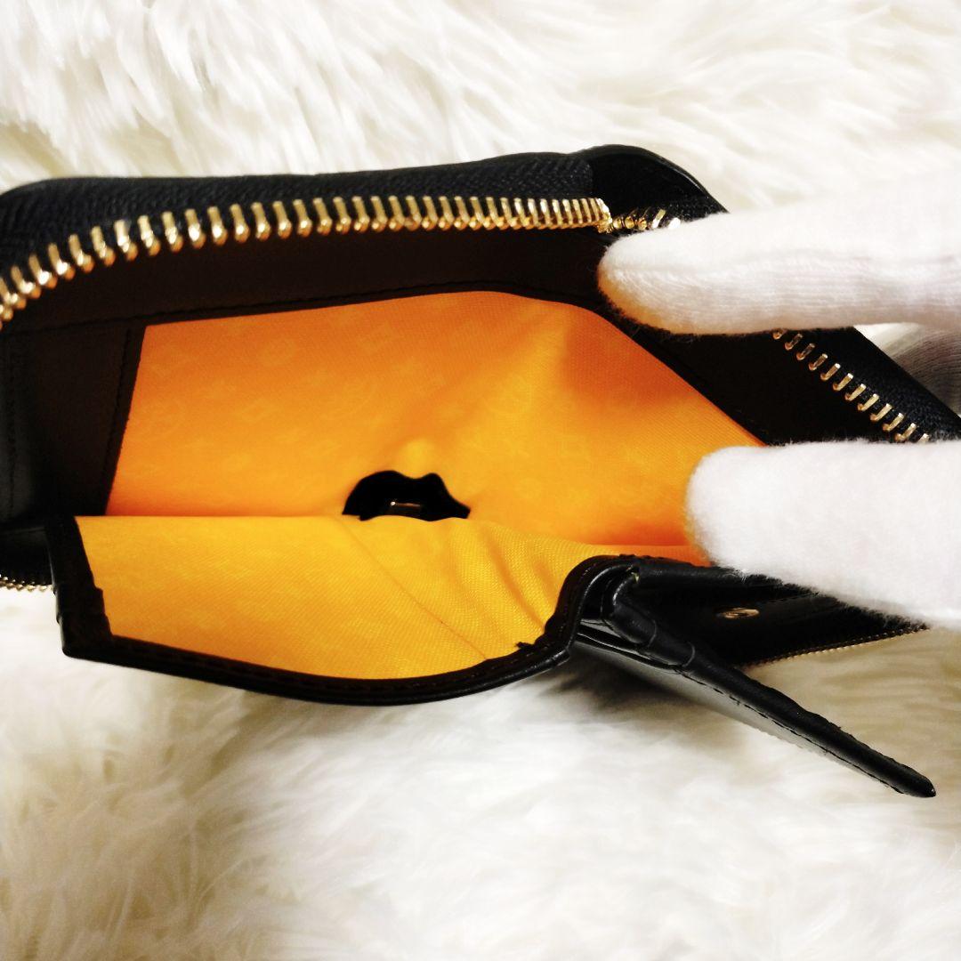 カステルバジャック 牛革 ２つ折り財布 ラウンドファスナー コンパクト財布