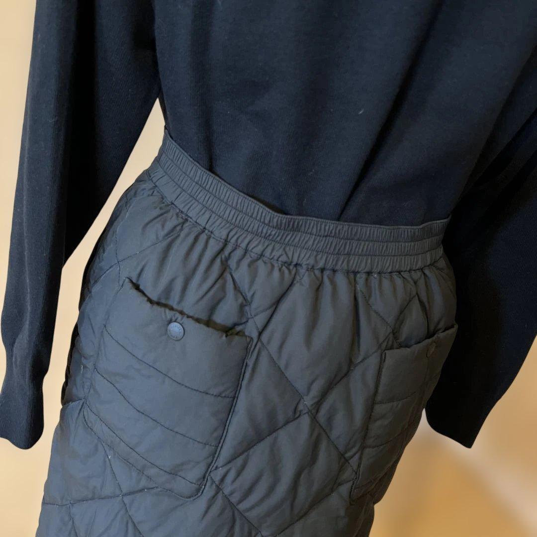 【美品】NANGA ナンガ／ダウンキルティングスカート 黒 ポケット付《防寒具》