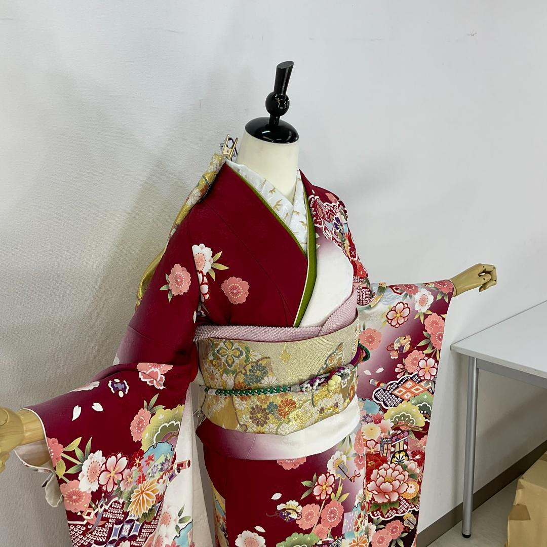 ぴょんぴょん　お振袖フルセット　7点セット　LLサイズ　正絹　美品