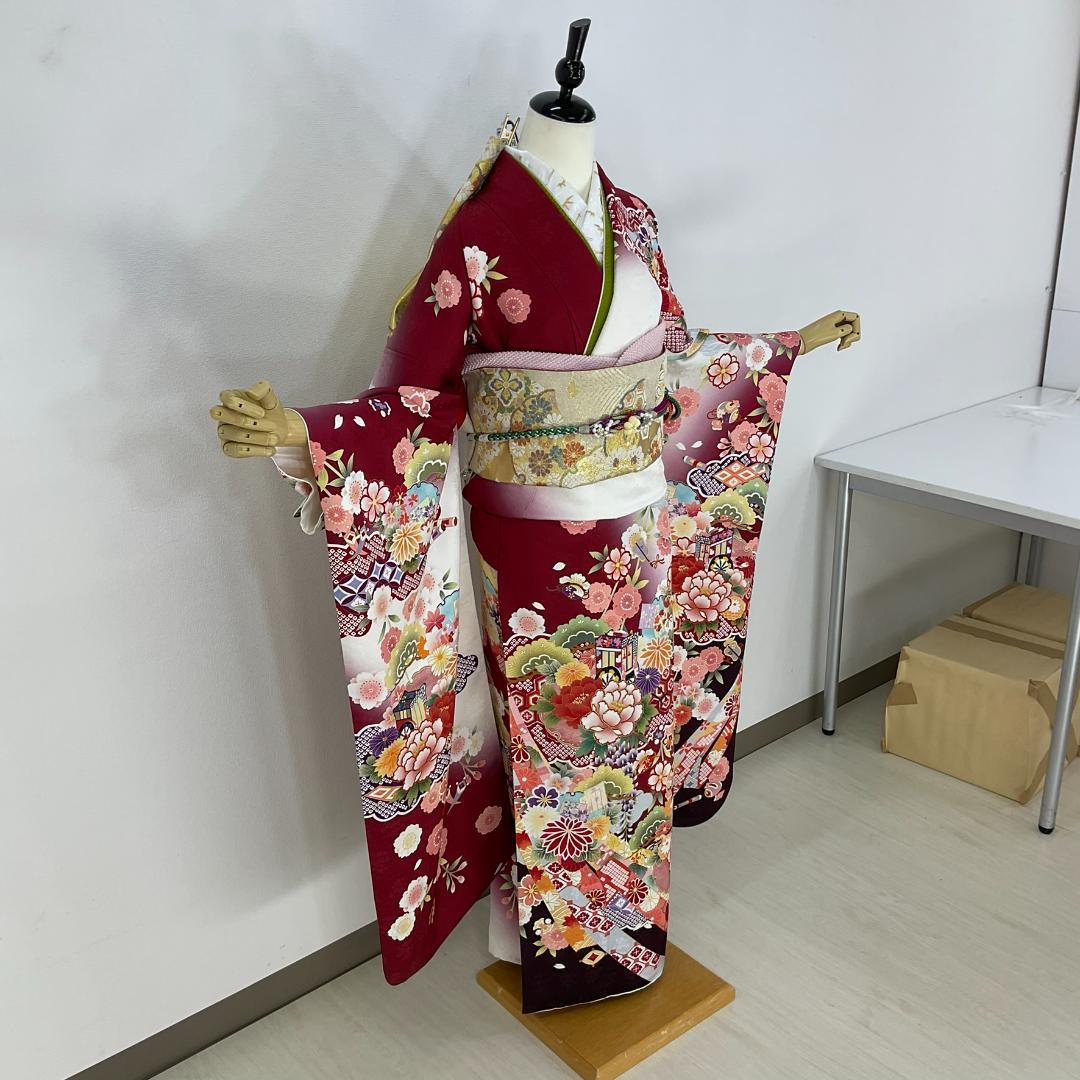 ぴょんぴょん　お振袖フルセット　7点セット　LLサイズ　正絹　美品