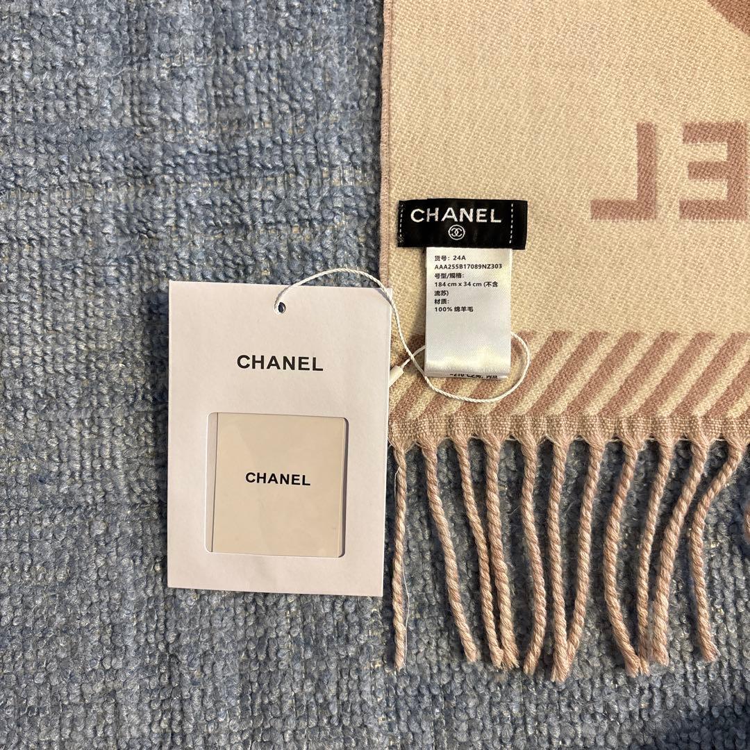 【新品】CHANEL シャネル　ノベルティ　マフラー　ベビーピンク&オフホワイト