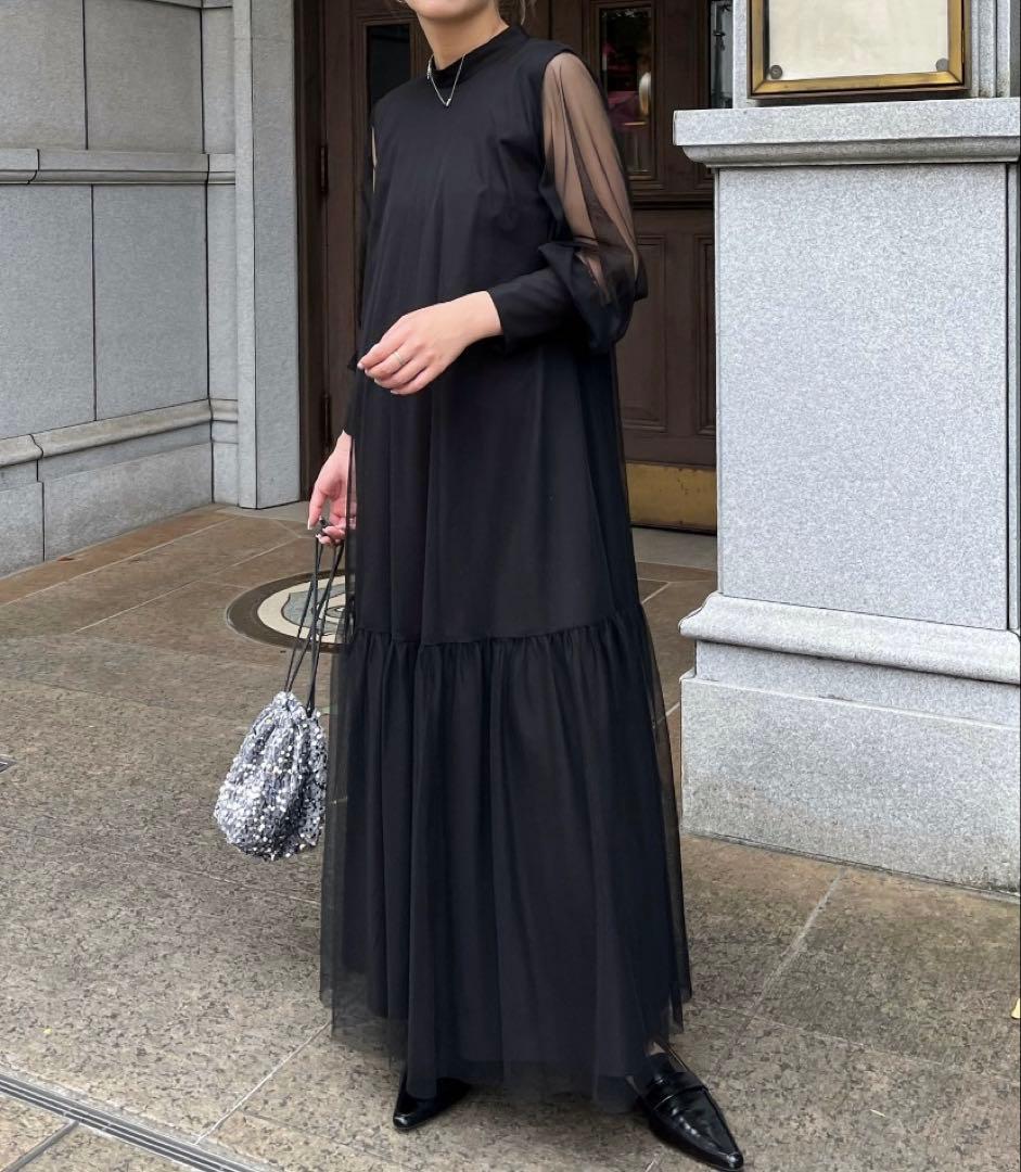 CAPRICIEUX LE'MAGE チュールハイネックワンピース　オケージョン