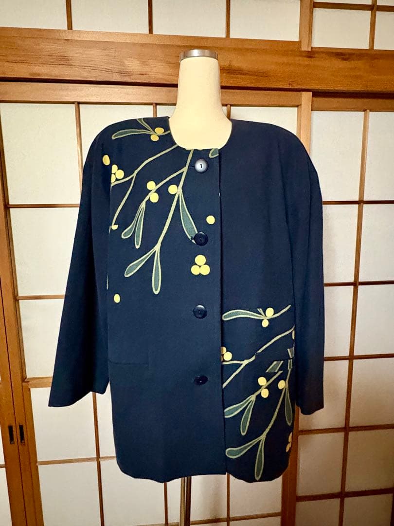 【美品】坂東京子 藍染 和柄 フリーサイズ ジャケット