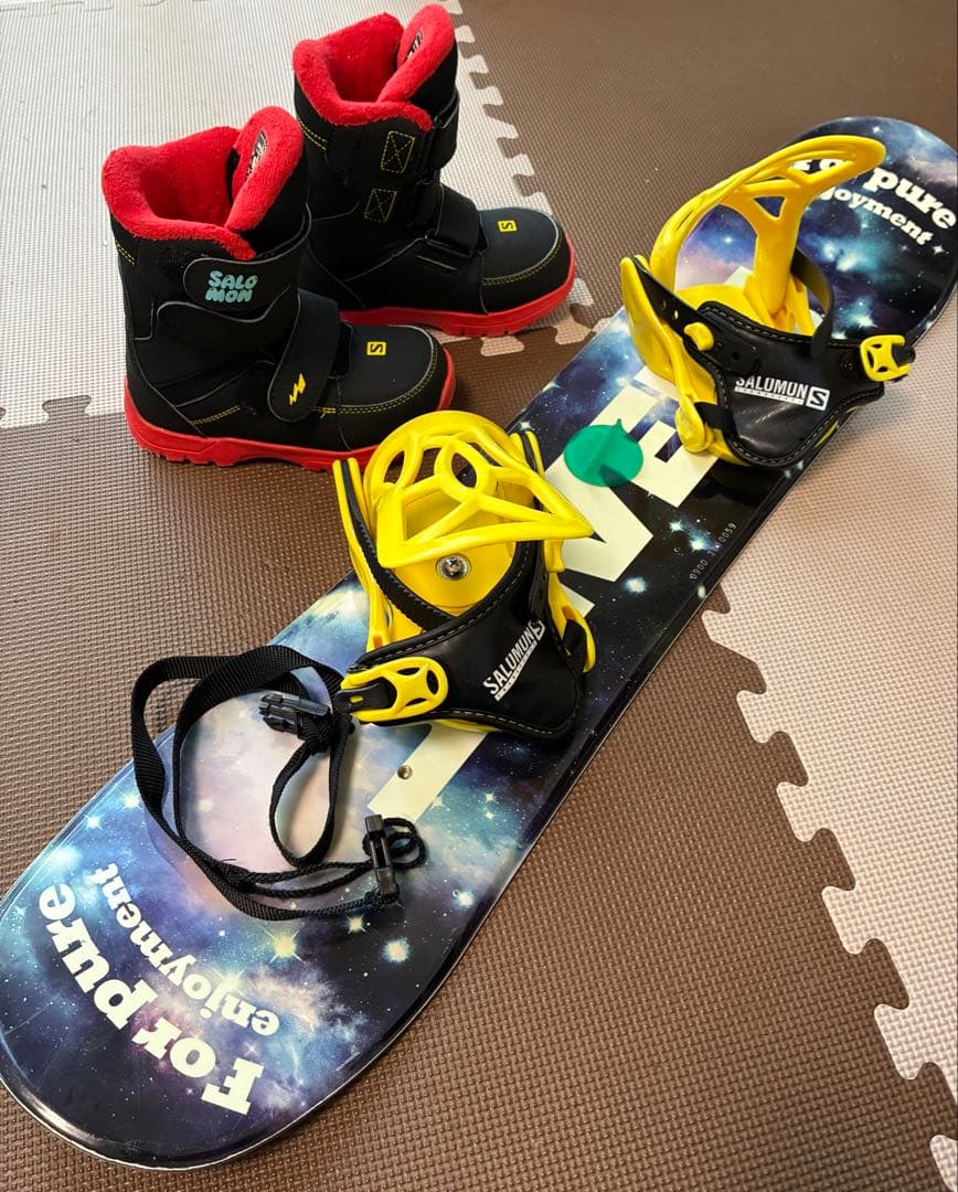 おれんじ 子供 スノーボード ３点セット＋ 90cm リシューコード付き！