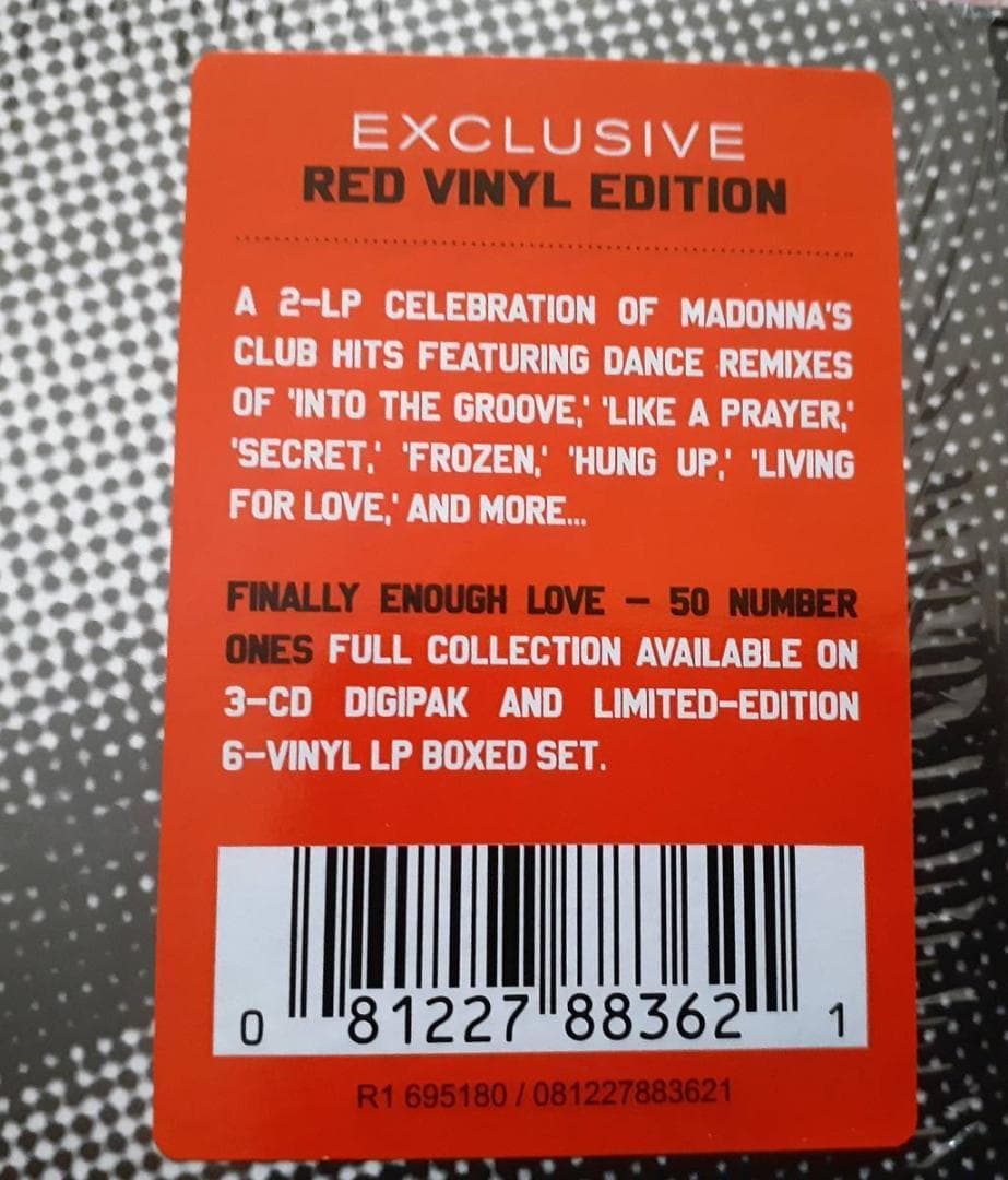 マドンナ 　Finally Enough Love　限定盤 赤カラー盤 LP