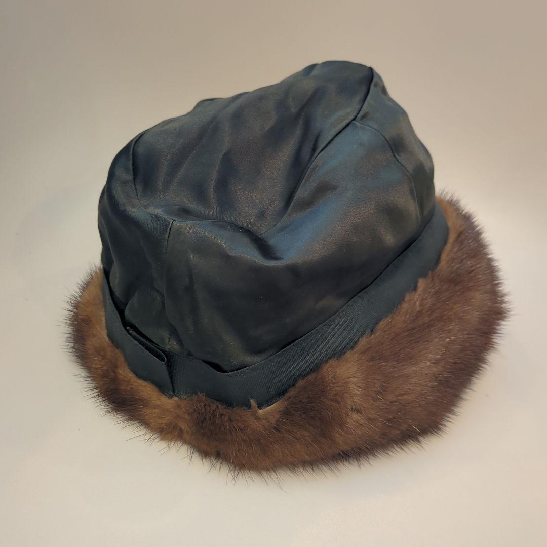 美品！ファー帽子 ミンク 毛皮 ブラウン