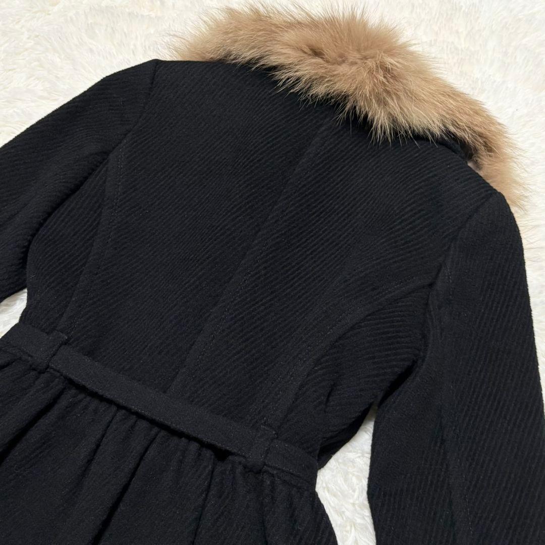 美品 バーバリー ブルーレーベル ロングコート フォックスファー アンゴラ