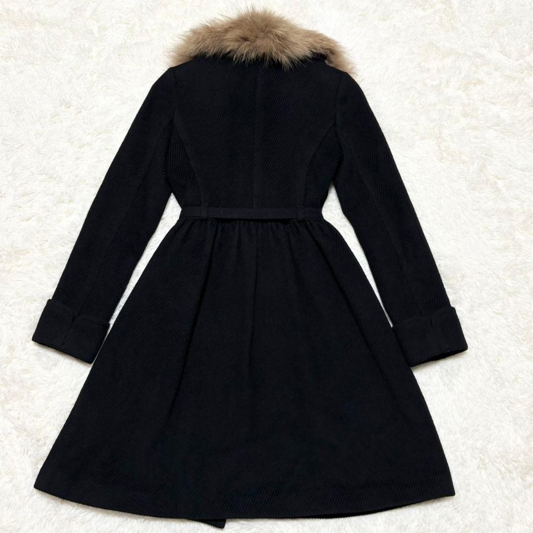 美品 バーバリー ブルーレーベル ロングコート フォックスファー アンゴラ